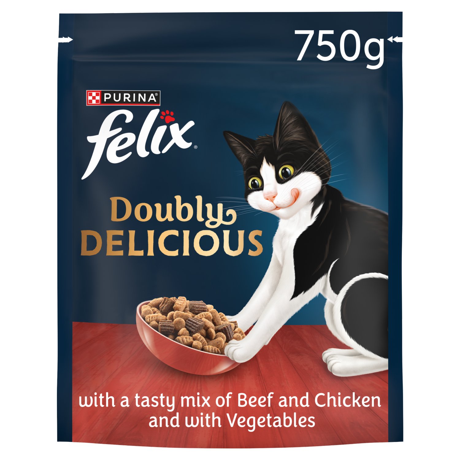 Felix Doubly Delicious Beef & Chicken with Vegetables Dry Cat Food (750 g)