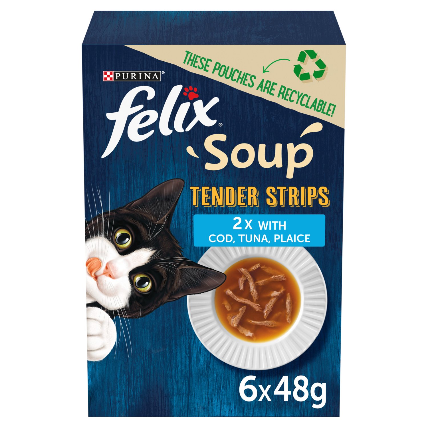 Felix Soup Tender Strips Fish Selection Cat Food 6 Pack (48 g)