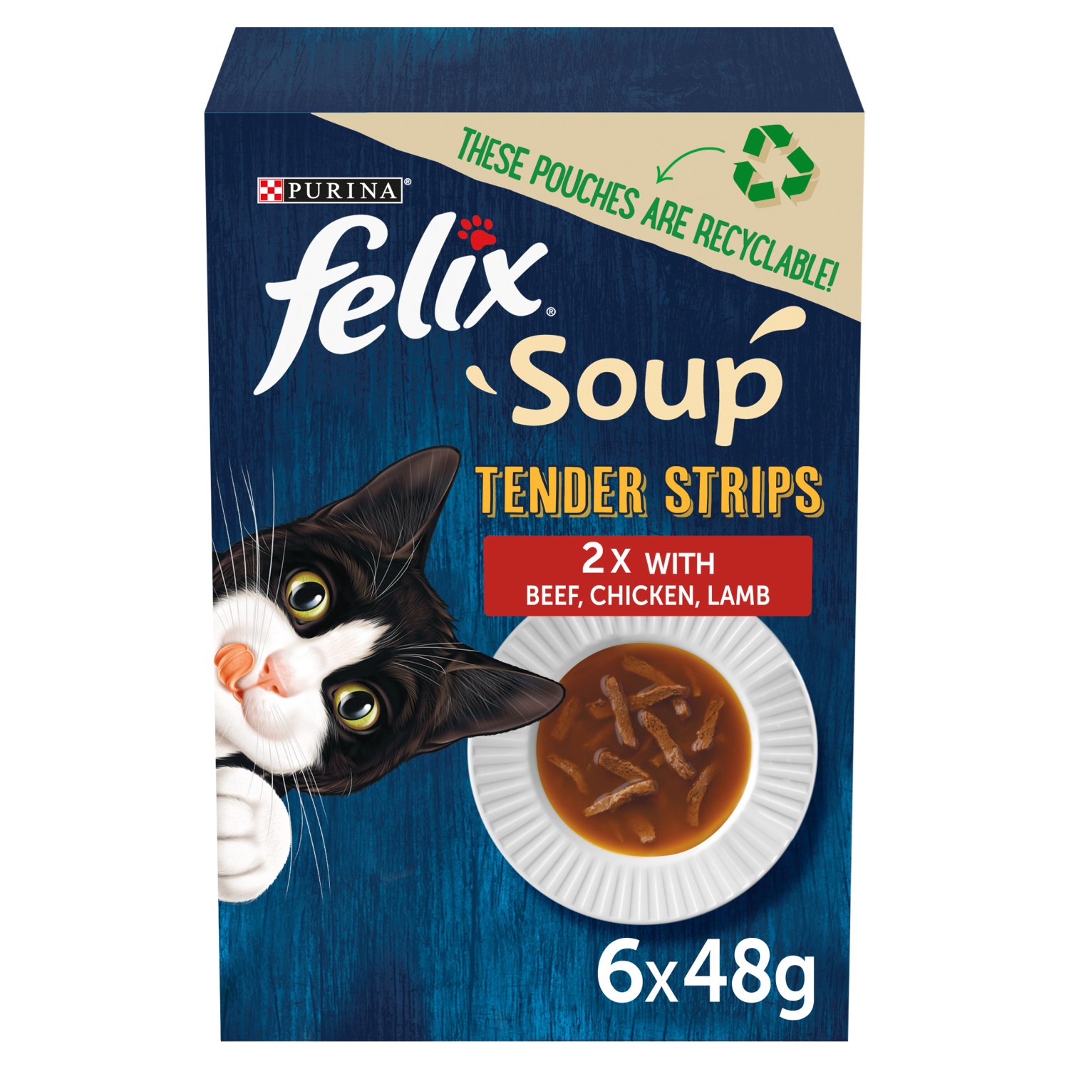 Felix Soup Tender Strips Selection Cat Food 6 Pack (48 g)