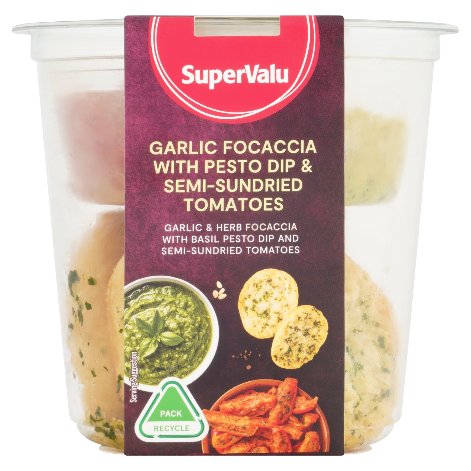 SuperValu Garlic Focaccia with Pesto Dip & Semi-sundried Tomatoes (140 g)