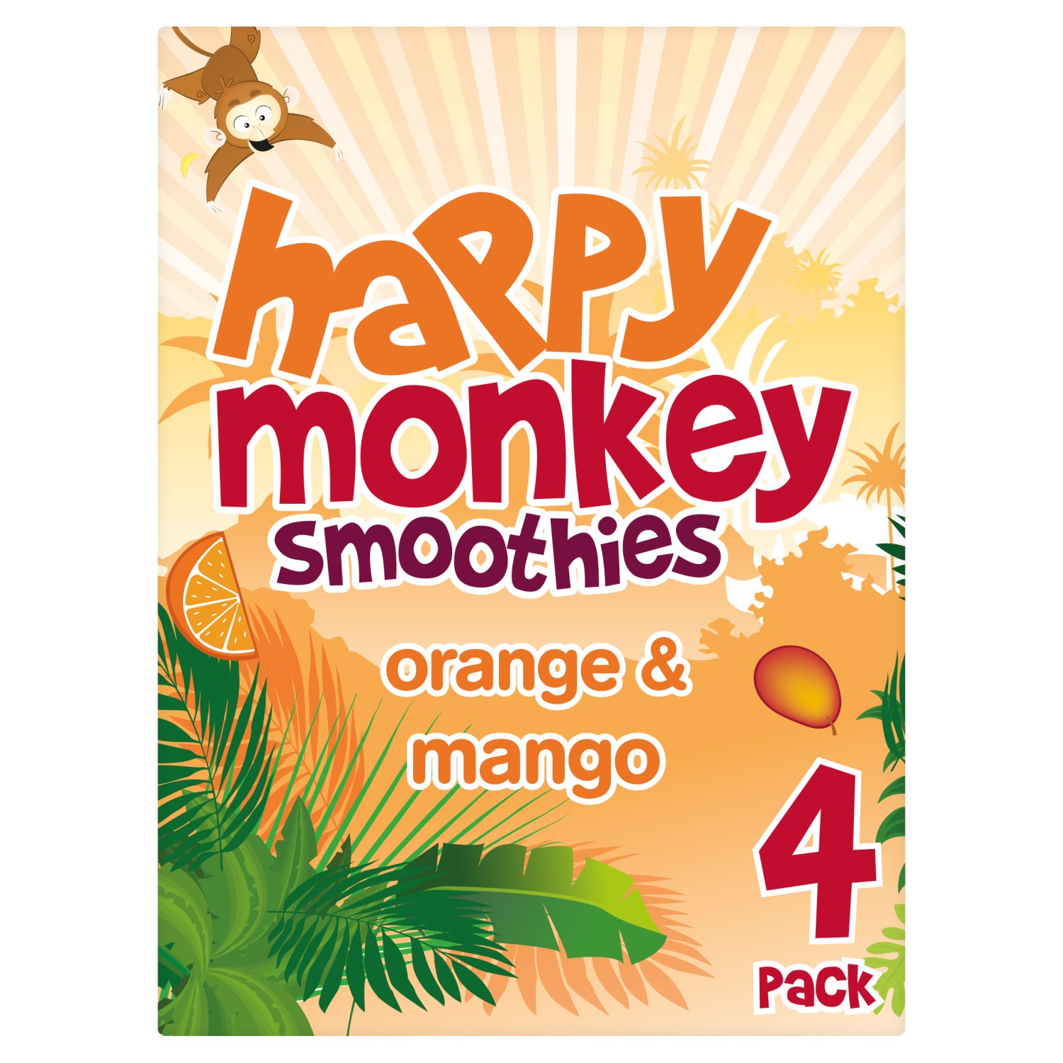 Happy Monkey Orange & Mango Smoothies 4 Pack (180 ml)