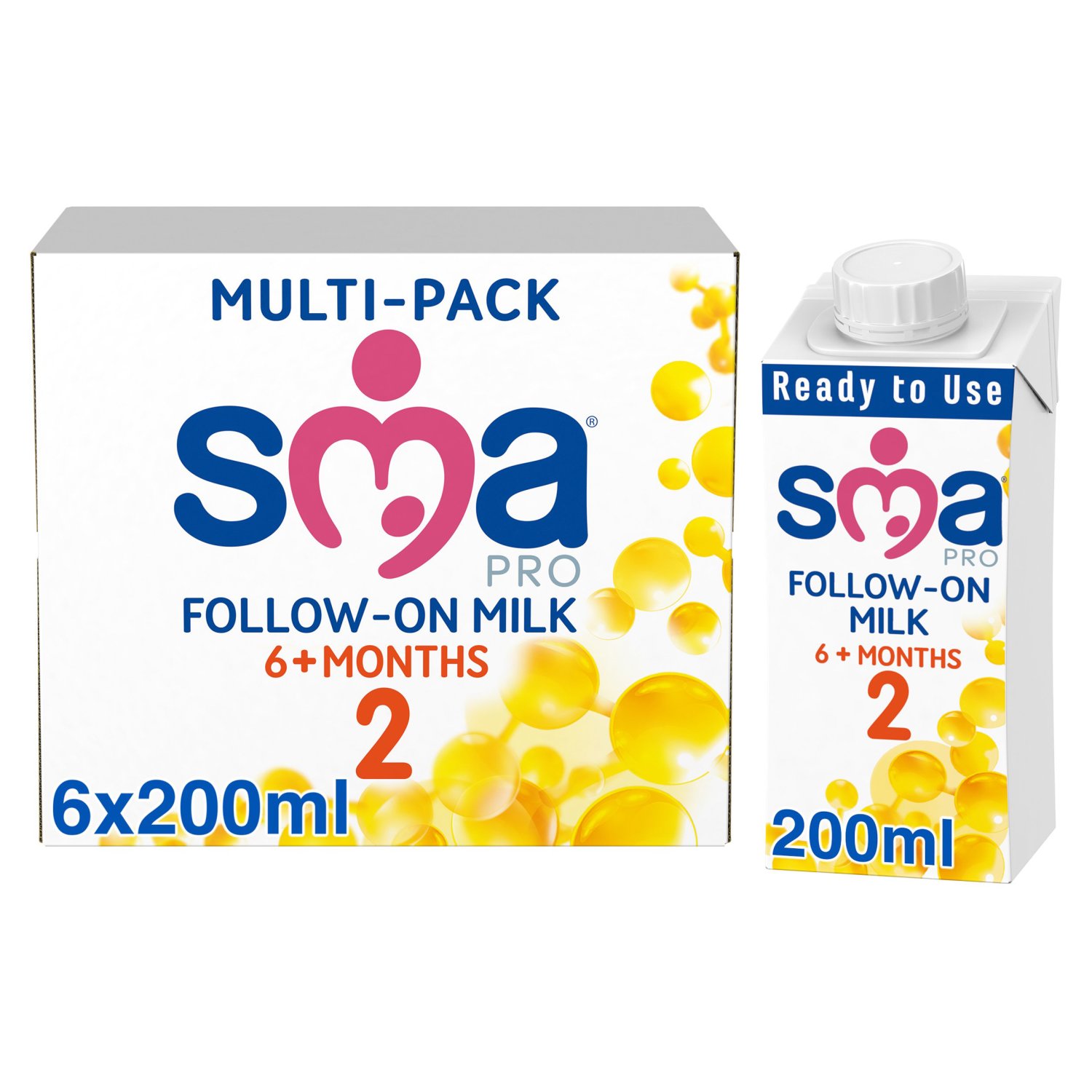 SMA Pro 2 Follow on Milk 6+Months Carton 6 Pack (200 ml)