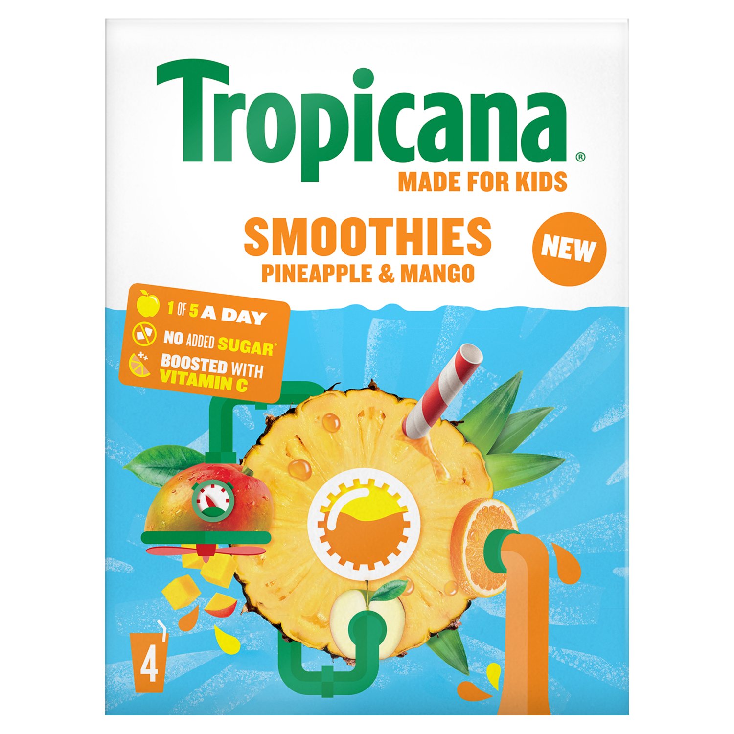 Tropicana Kids Pineapple & Mango Smoothie 4 Pack (150 ml)