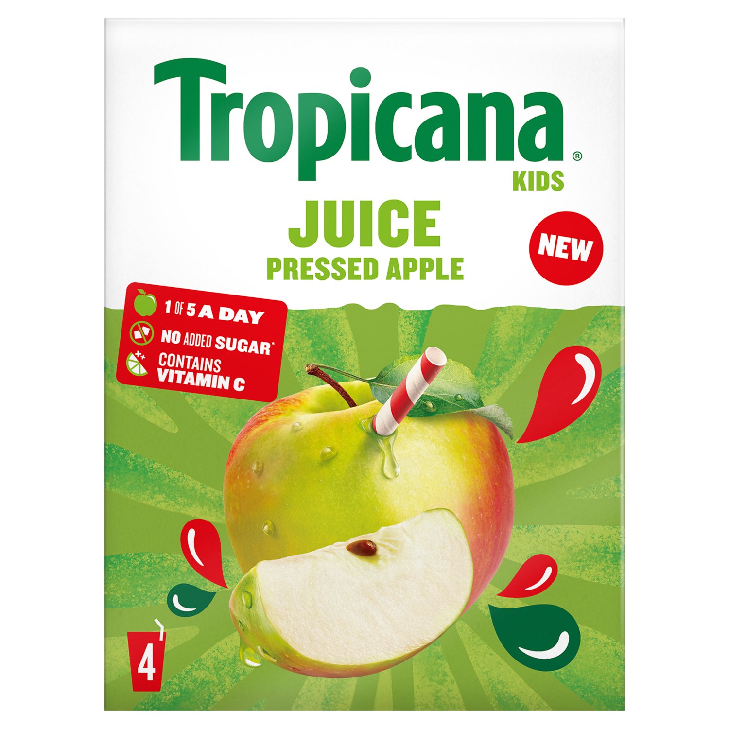 Tropicana Kids Pressed Apple Juice 4 Pack (150 ml)