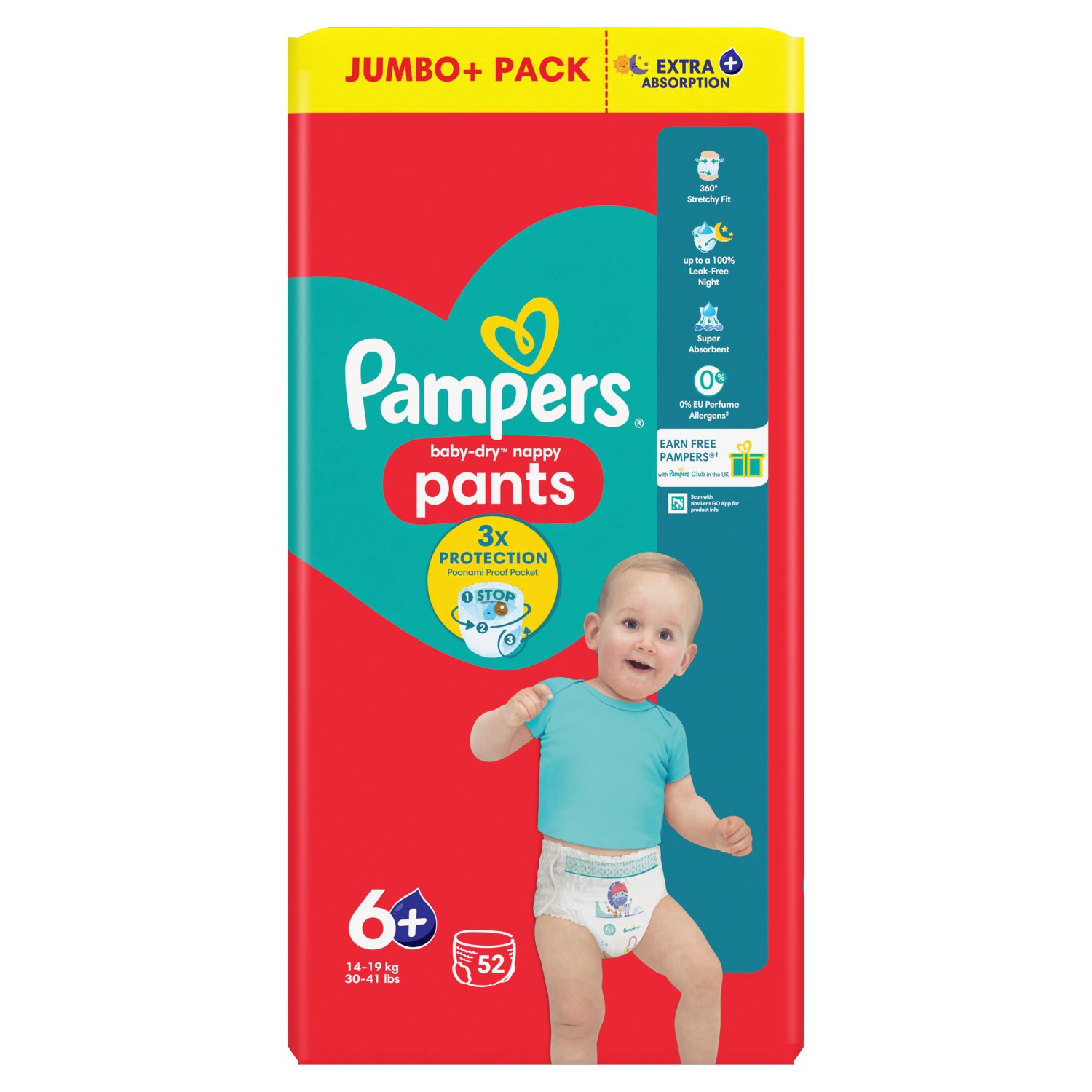 Pampers Baby-Dry Nappy Pants Size 6+ Jumbo+ Pack (52 Piece)