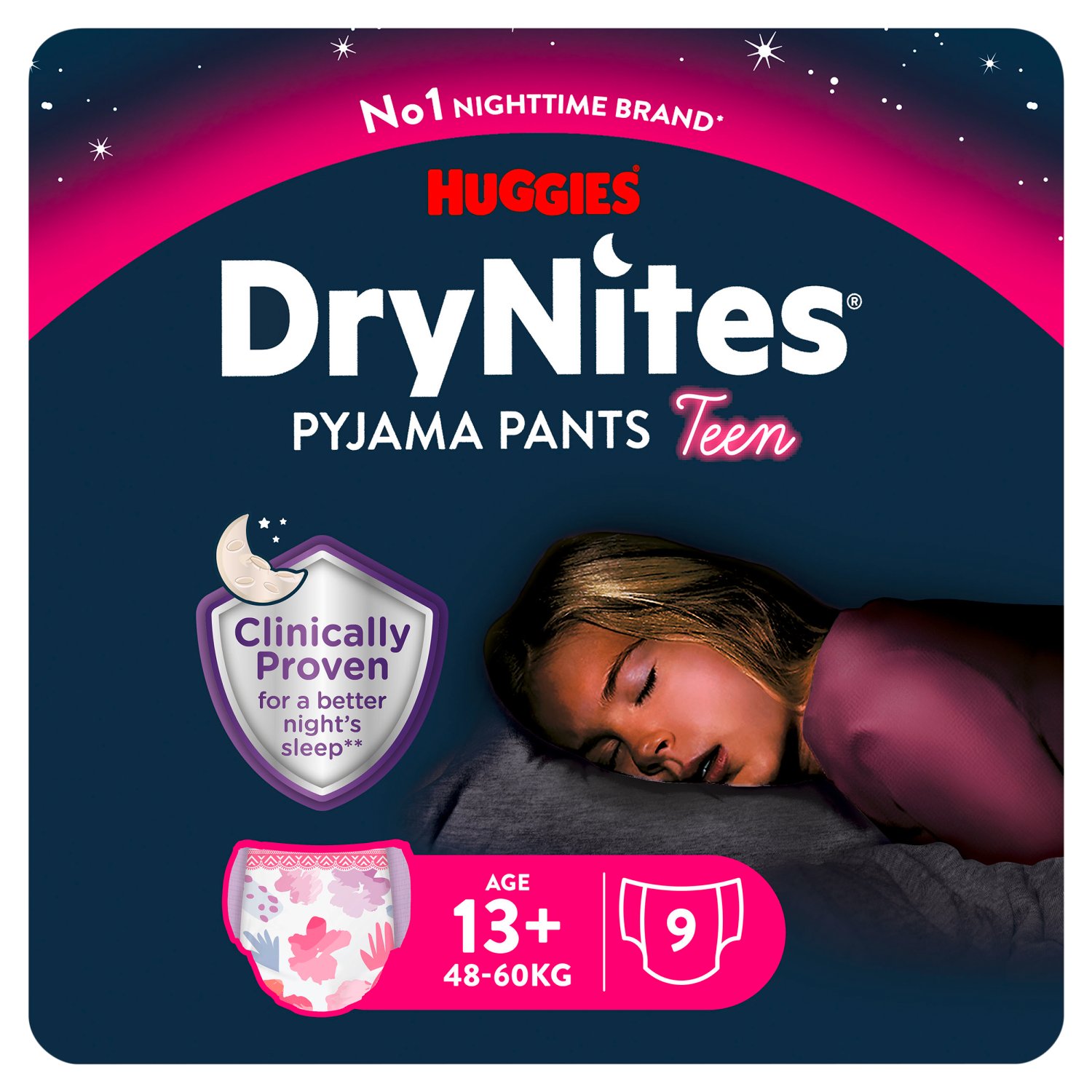 Huggies DryNites Pyjama Pants Teen Girl Age 13+ (9 Piece)