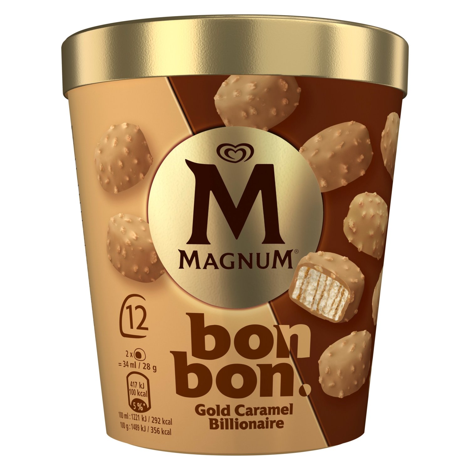 Magnum Bon Bon Gold Caramel Billionaire 12 Piece (204 ml)