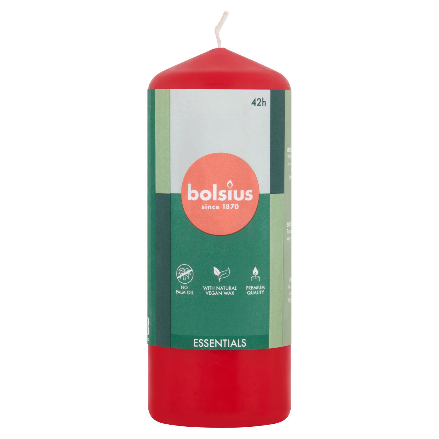 Bolsius Essentials Red Pillar Candle Medium 150x58mm (1 Piece)