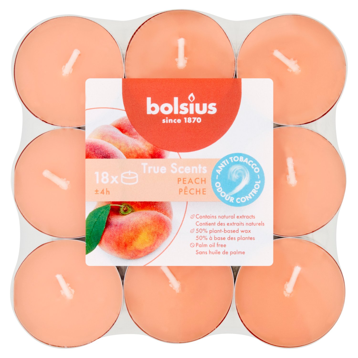 Bolsius Peach True Scents Tea Lights Candles 18 Pack (1 Piece)