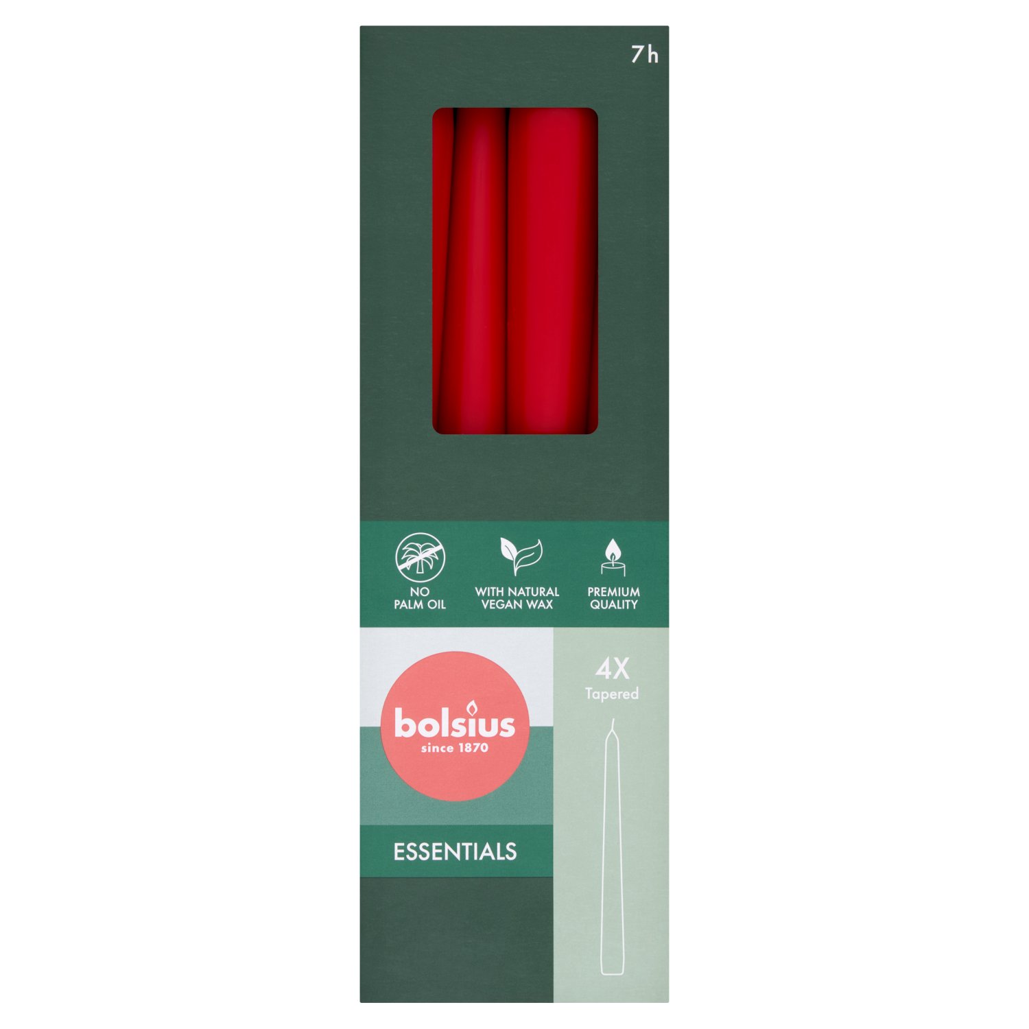 Bolsius Red Tapered Candles 7 Hour 4 Pack (1 Piece)