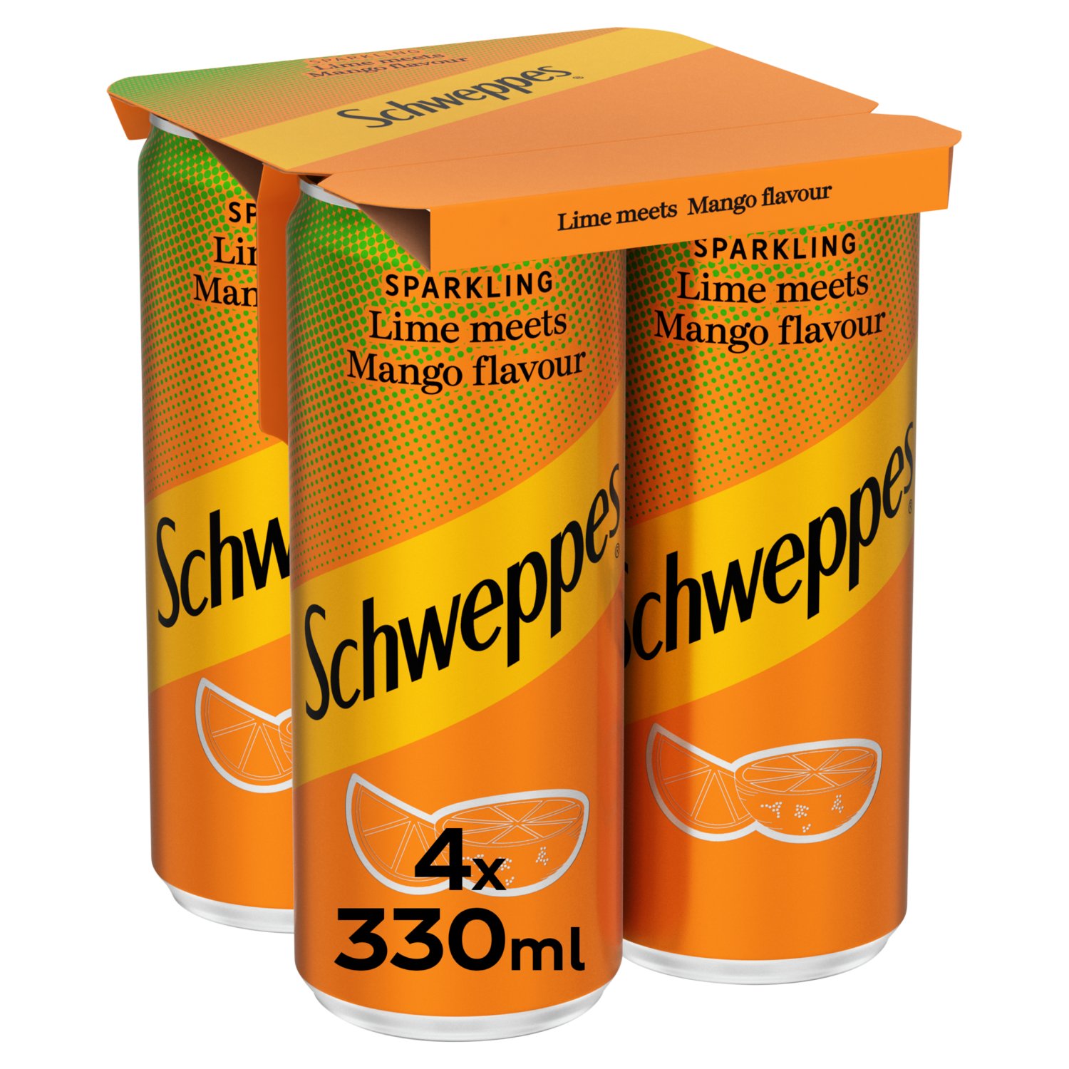 Schweppes Lime Meets Mango Sparkling Can 4 Pack (330 ml)