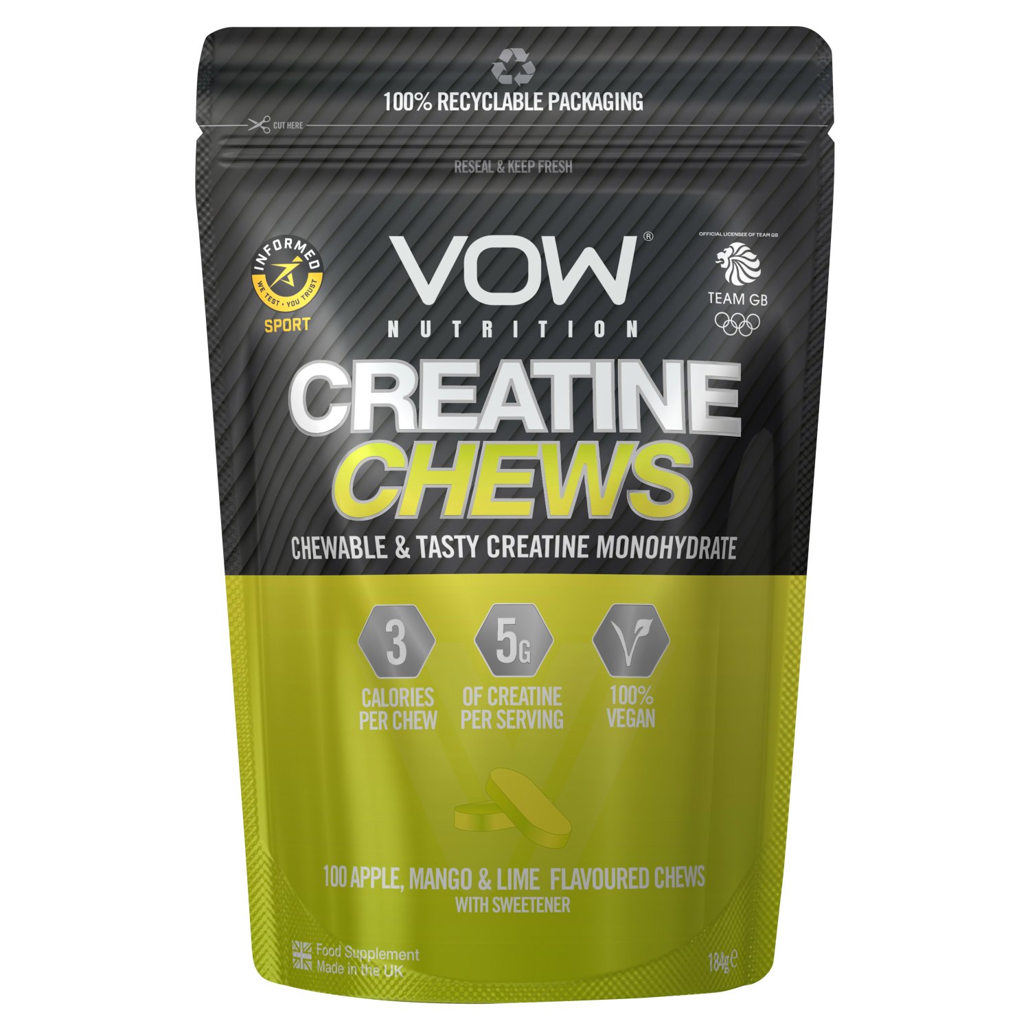 Vow Nutrition Apple Mango Lime Creatine Chews (184 g)