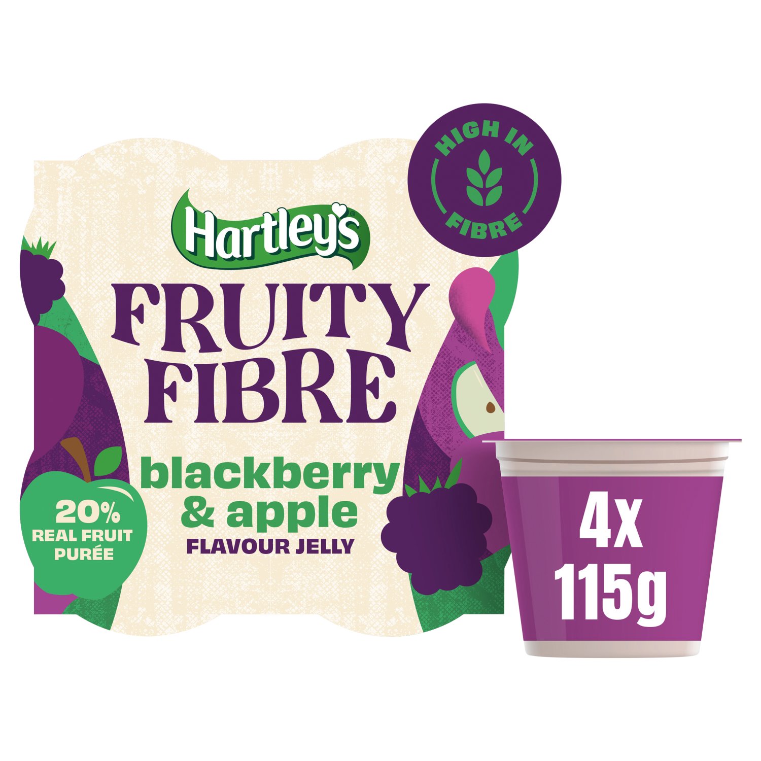 Hartley's Fruity Fibre Blackberry & Apple Jelly Pots 4 Pack (115 g)