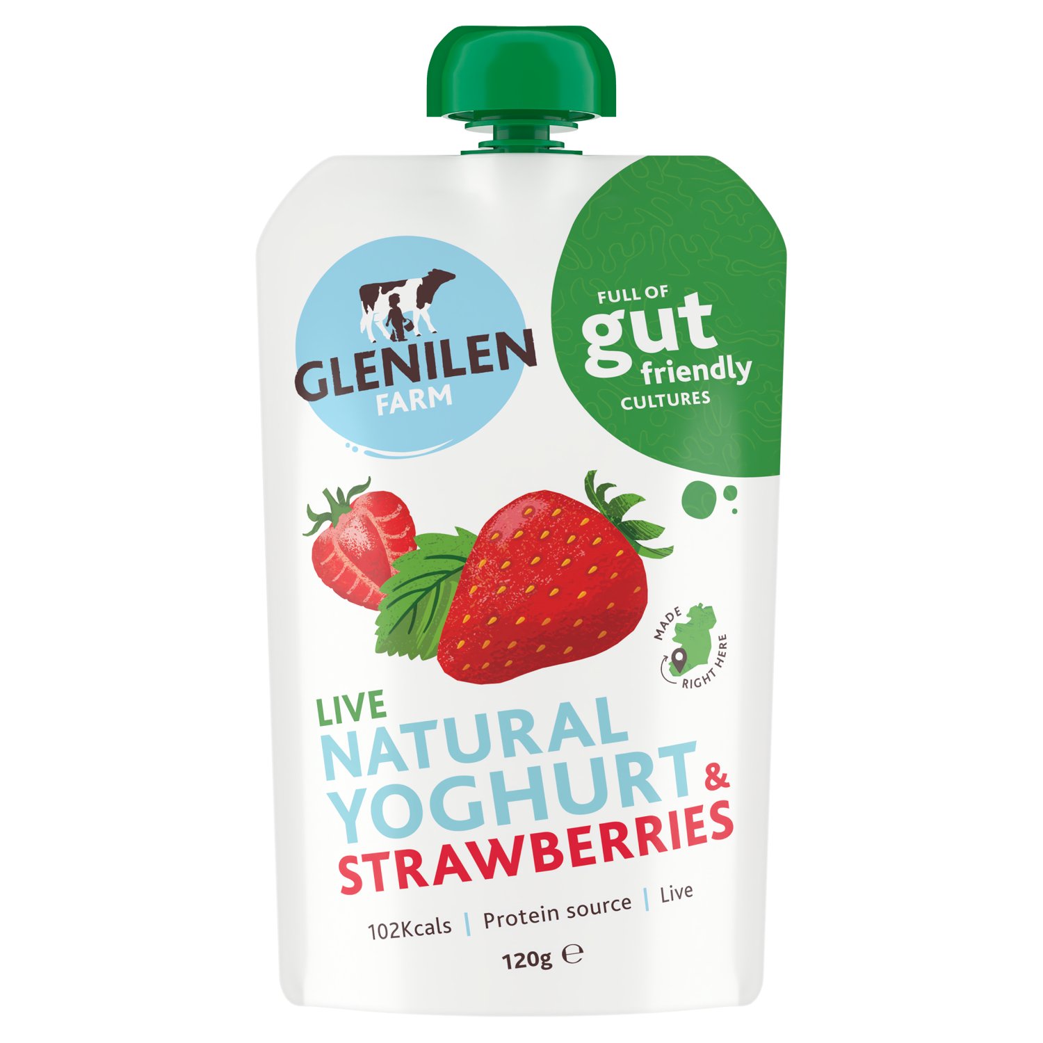 Glenilen Farm Natural Yoghurt & Strawberries Pouch (120 g)