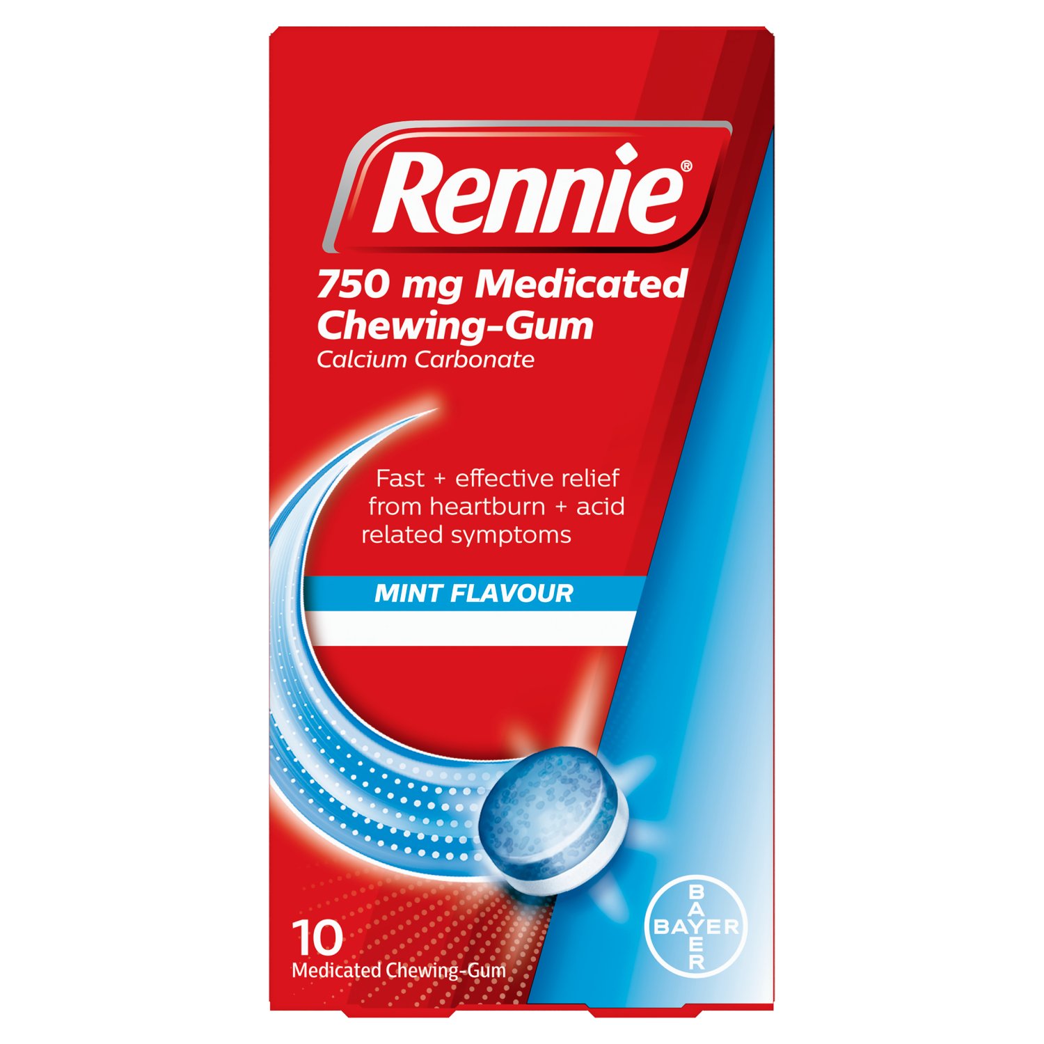 Rennie Mint Flavour Medicated Chewing Gum (10 Piece)