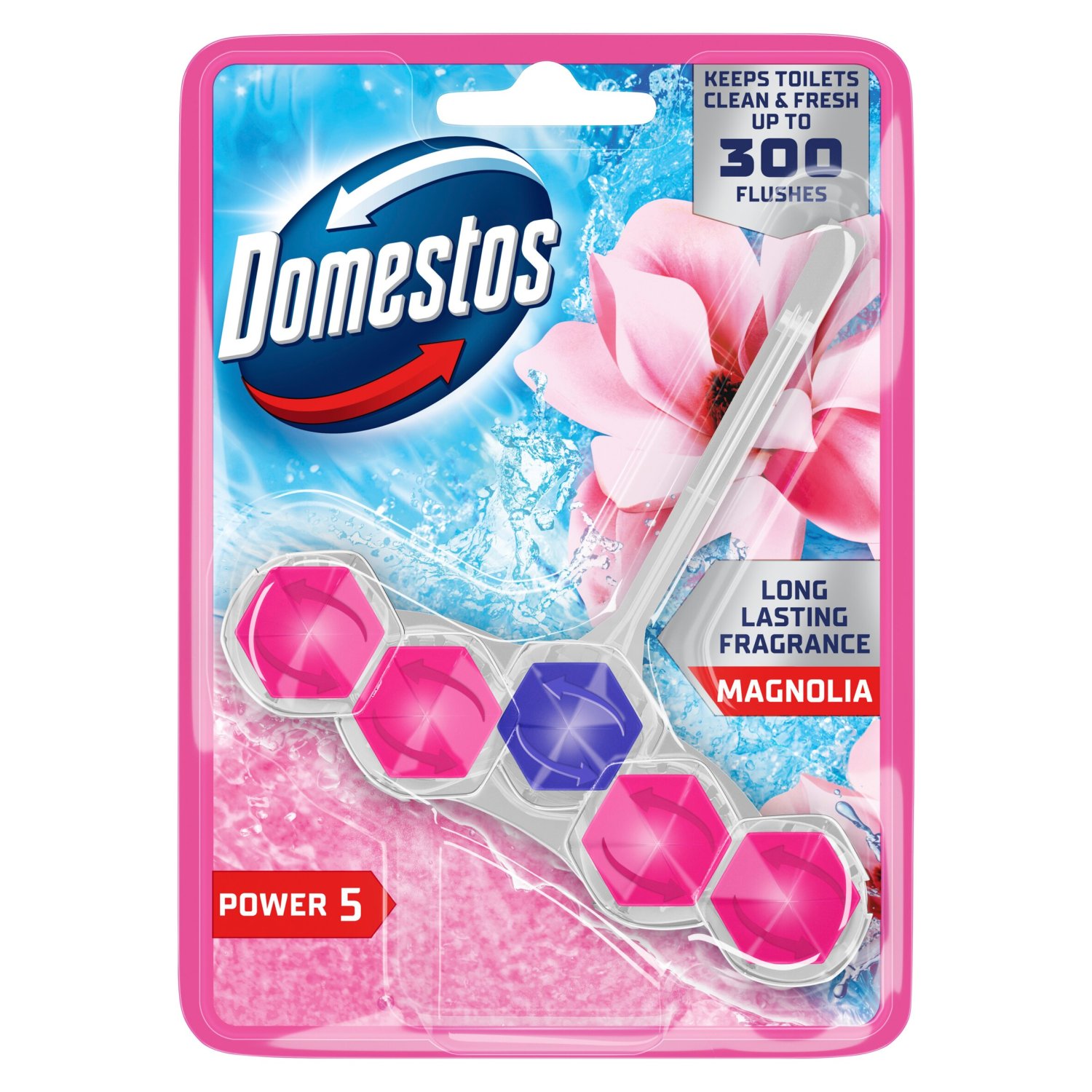 Domestos Power 5 Magnolia Toilet Rim Block (50 g)