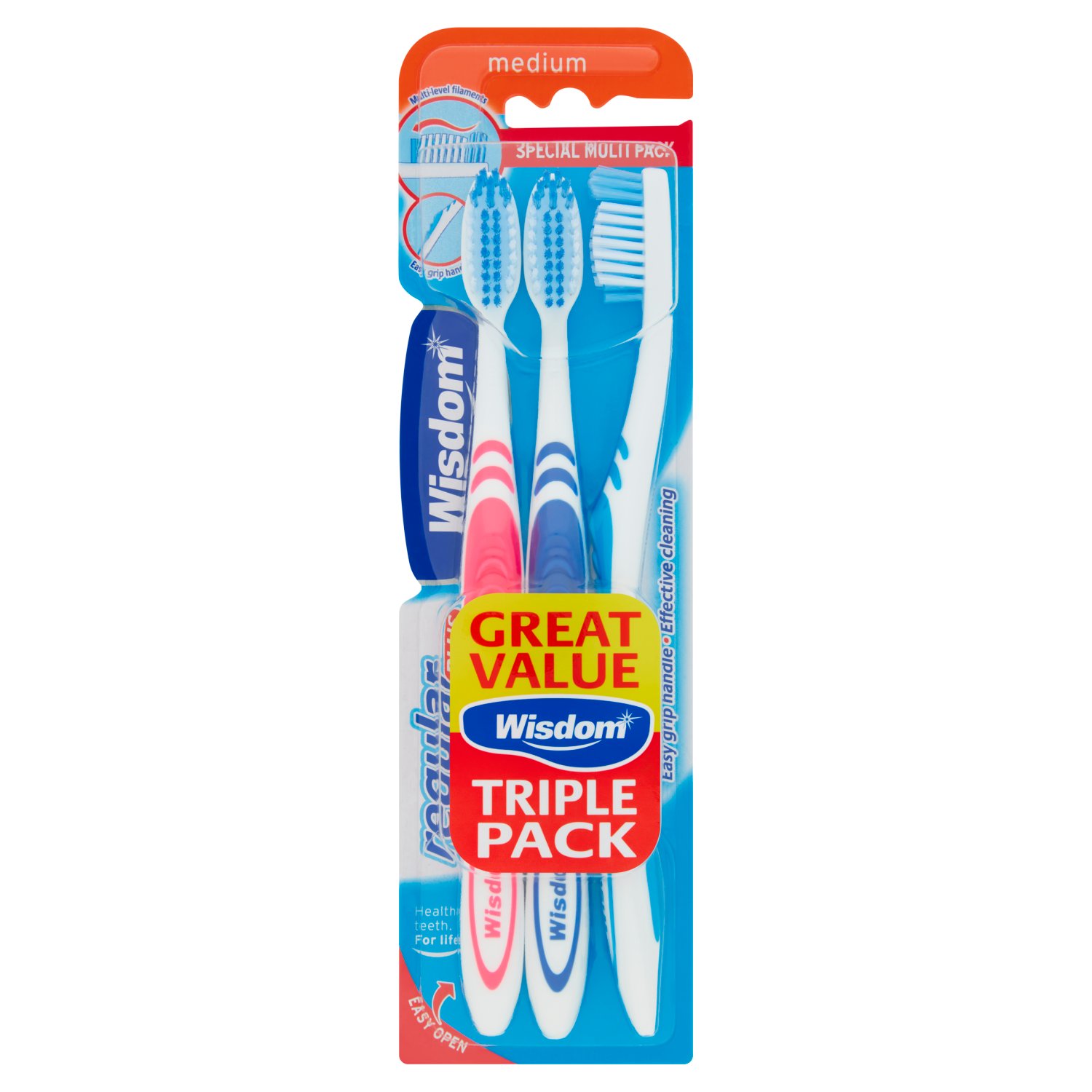 Wisdom Medium Toothbrush 3 Pack (1 Piece)