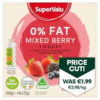 SuperValu Fat Free Mixed Berry Yogurt 4 Pack (125 g)