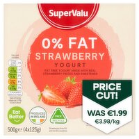 SuperValu Fat Free Srawberry Yogurt 4 Pack (125 g)