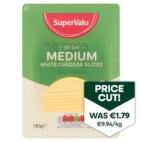 SuperValu Medium White Cheddar Slices (180 g)