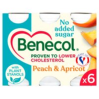 Benecol No Added Sugar Peach and Apricot Yogurt Drink 6 Pack (405 g)