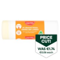 SuperValu 50ltr Drawstring Swing Bin Liners (30 Piece)
