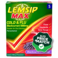 Lemsip Max Cold & Flu Blackcurrent Sachets  (5 Piece)