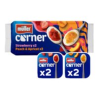 Muller Corner Strawberry and Peach & Apricot Yogurts 4 Pack (136 g)