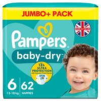 Pampers Baby Dry Size 6 Nappies Jumbo+ Pack (62 Piece)