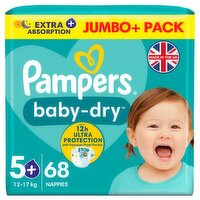 Pampers Baby Dry Size 5+ Nappies Jumbo+ Pack (68 Piece)