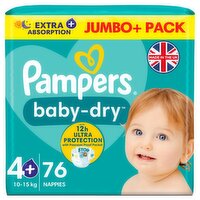 Pampers Baby Dry Size 4+ Nappies Jumbo+ Pack (76 Piece)