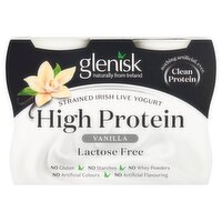 Glenisk 0% Fat Vanilla Protein Yogurt 4 Pack (100 g)