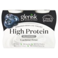 Glenisk 0% Fat Blueberry Protein Yogurt 4 Pack (100 g)