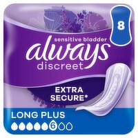 Always Discreet Incontinence Pads Plus Long (8 Piece)