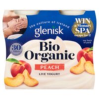 Glenisk Organic Bio Peach Yogurt 4 Pack (125 g)