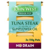 John West No Drain Fridge Pot Tuna Steak In Sunflower Oil 3 Pack (110 g)