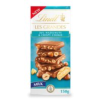 Lindt Les Grandes Hazelnuts & Crispy Cookie Milk Chocolate Bar (150 g)