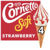 Cornetto Soft Strawberry Ice Cream Cones 4 Pack (560 ml)