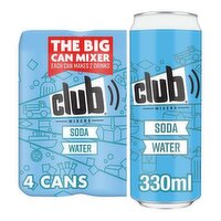 Club Soda Water Can 4 Pack (330 ml)