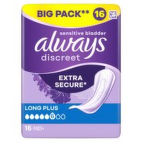 Always Discreet for Sensitive Bladder Long Pluse Pads (16 Piece)