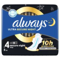 Always Ultra Secure Night Pads Single (8 Piece)