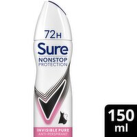 Sure Non Stop Invisible Pure 72 Hour Antiperspirant Deodorant Spray (150 ml)