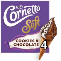 Cornetto Soft Chocolate & Cookies Ice Cream Cone 4 Pack (140 ml)