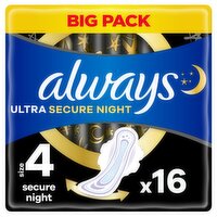 Always Ultra Secure Night Sanitary Towels Size 4 (16 Piece)