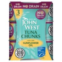 John West No Drain Tuna Chunk Sunflower Oil 3 Pack (110 g)
