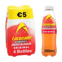 Lucozade Energy Original Zero Sugar 4 Pack (380 ml)