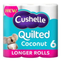 Cushelle Quilted Coconut 50% Longer Toilet Tissue 6 Equals 9 Regular Rolls (6 Roll)