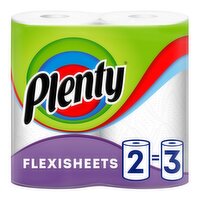 Plenty Flexi-sized Sheets 50% Longer Tubeless Kitchen Towels (2 Roll)