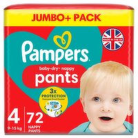 Pampers Baby Dry Nappy Pants Size 4 Jumbo+ Pack (72 Piece)