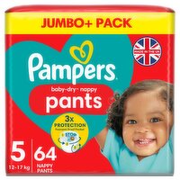 Pampers Baby-Dry Nappy Pants Size 5 Jumbo + Pack (64 Piece)